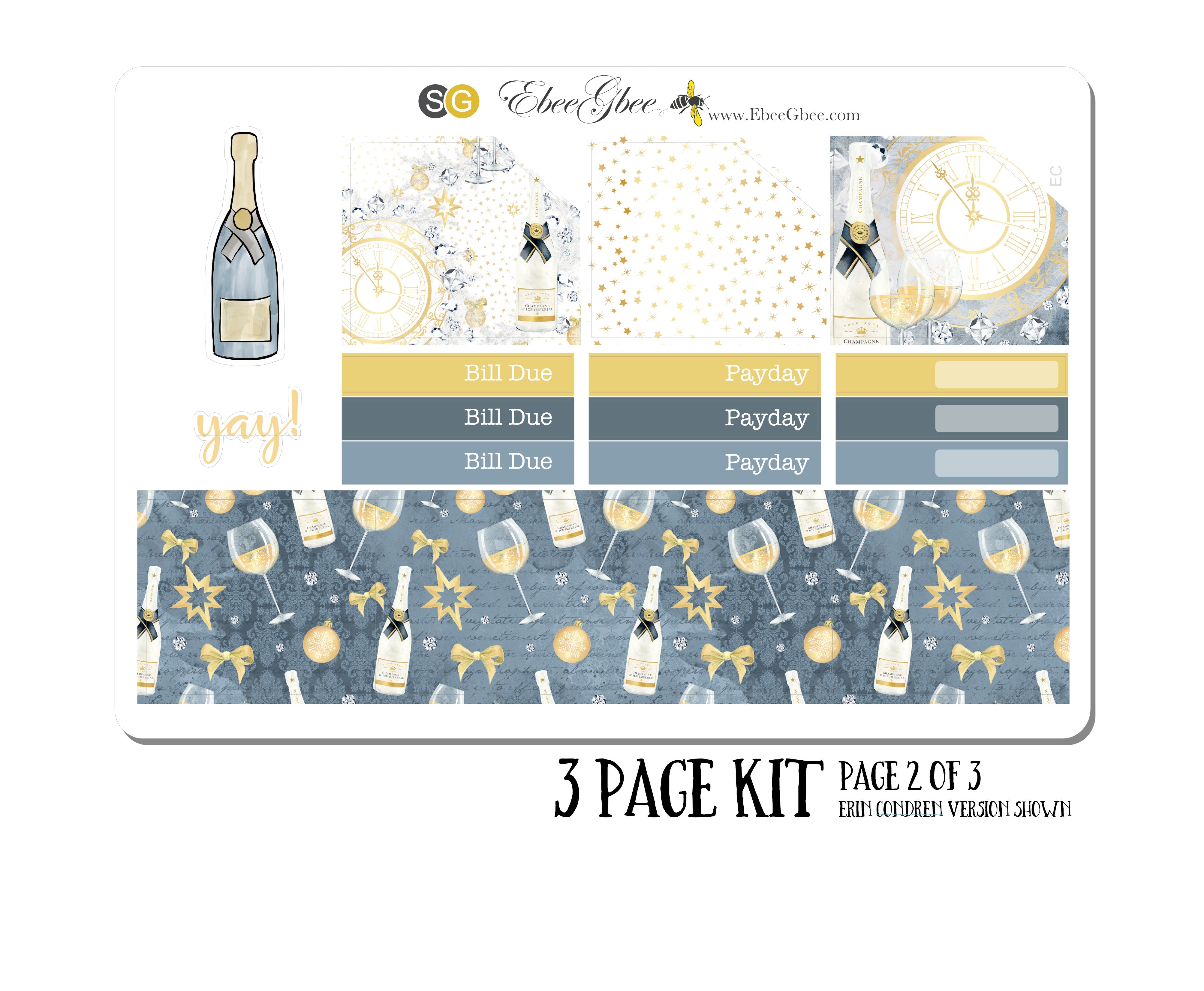 CELEBRATE (NYE) MONTHLY Layout Planner Stickers | You Pick Your Month | Storm Gold