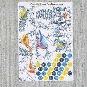 LITTLE BIRD DELUXE Weekly Planner Sticker Set | Midnight Teal Lemon