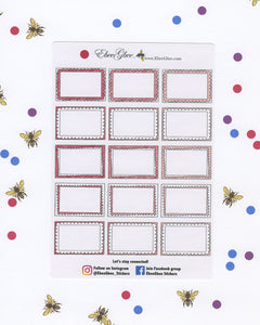 ROSE DOODLE BOXES Planner Stickers | BeeColorful
