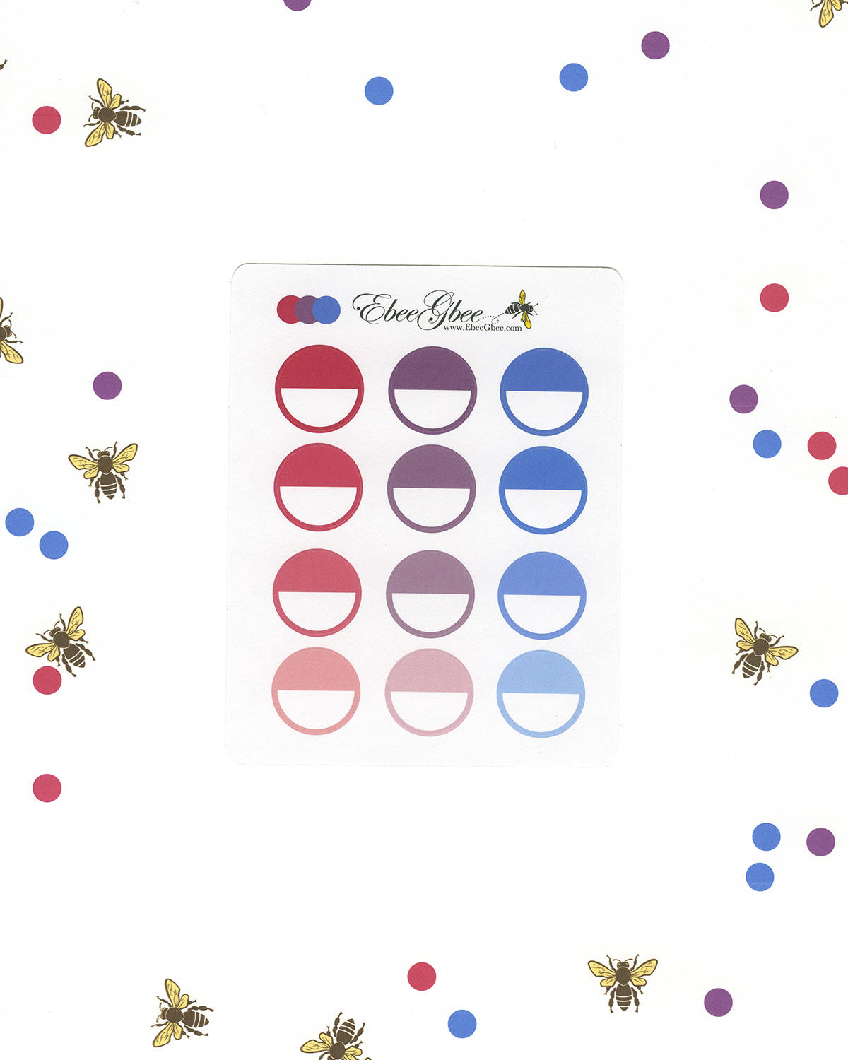 PURPLES & PINKS CIRCLE Planner Stickers |  BeeColorful Rose Plum Periwinkle