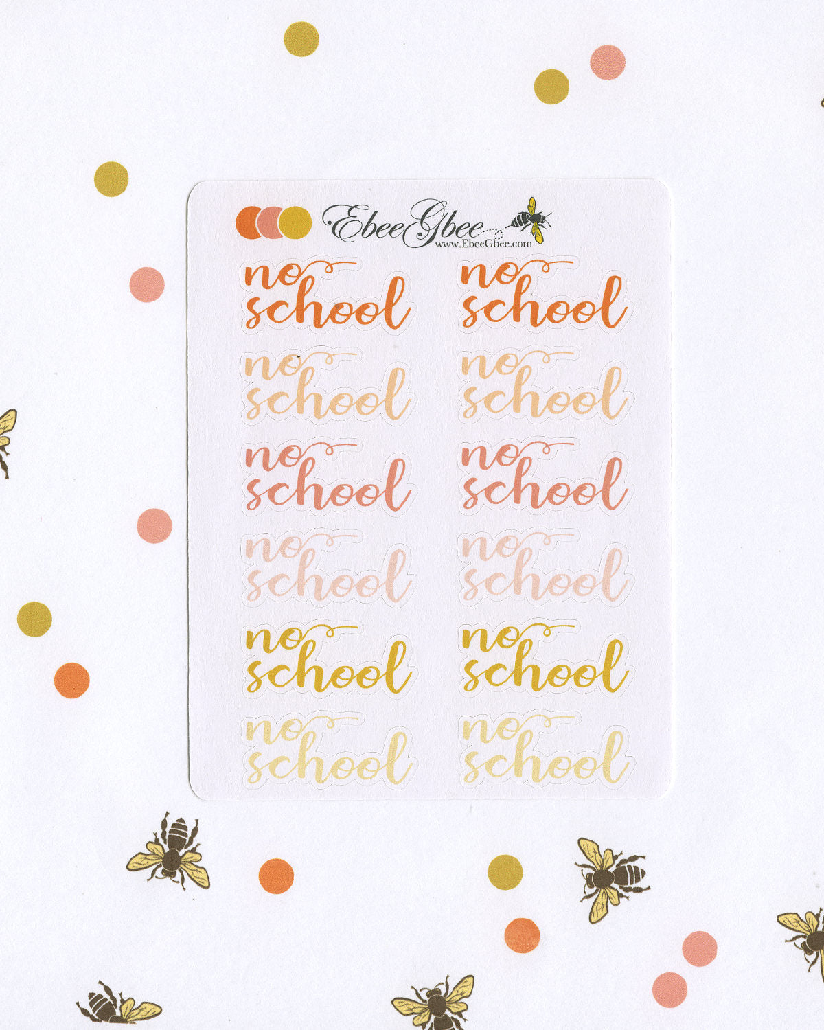 NO SCHOOL Planner Stickers |  BeeColorful