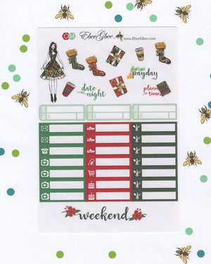 NOEL CHRISTMAS WEEKLY Planner Sticker Set | Cherry Mint