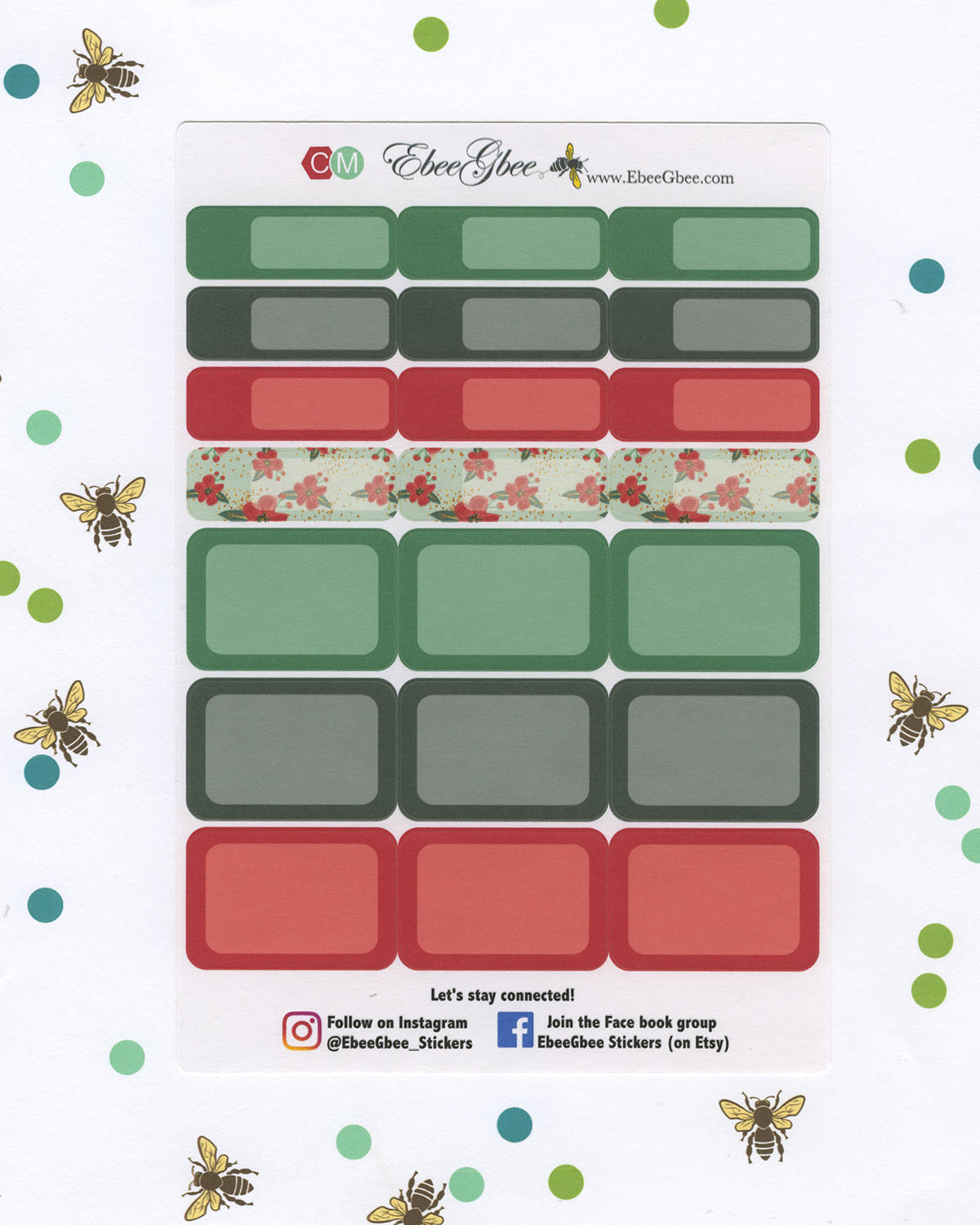 NOEL CHRISTMAS DELUXE Weekly Planner Sticker Set | BeeColorful Mint BeeBright Cherry