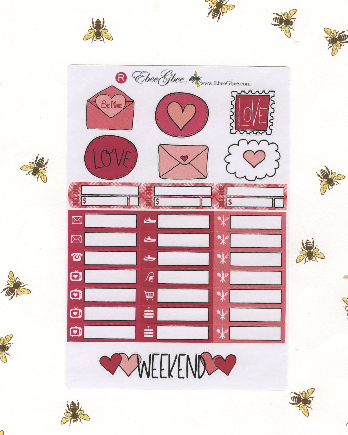 LOVE LETTERS DELUXE Weekly Planner Sticker Set | Rose