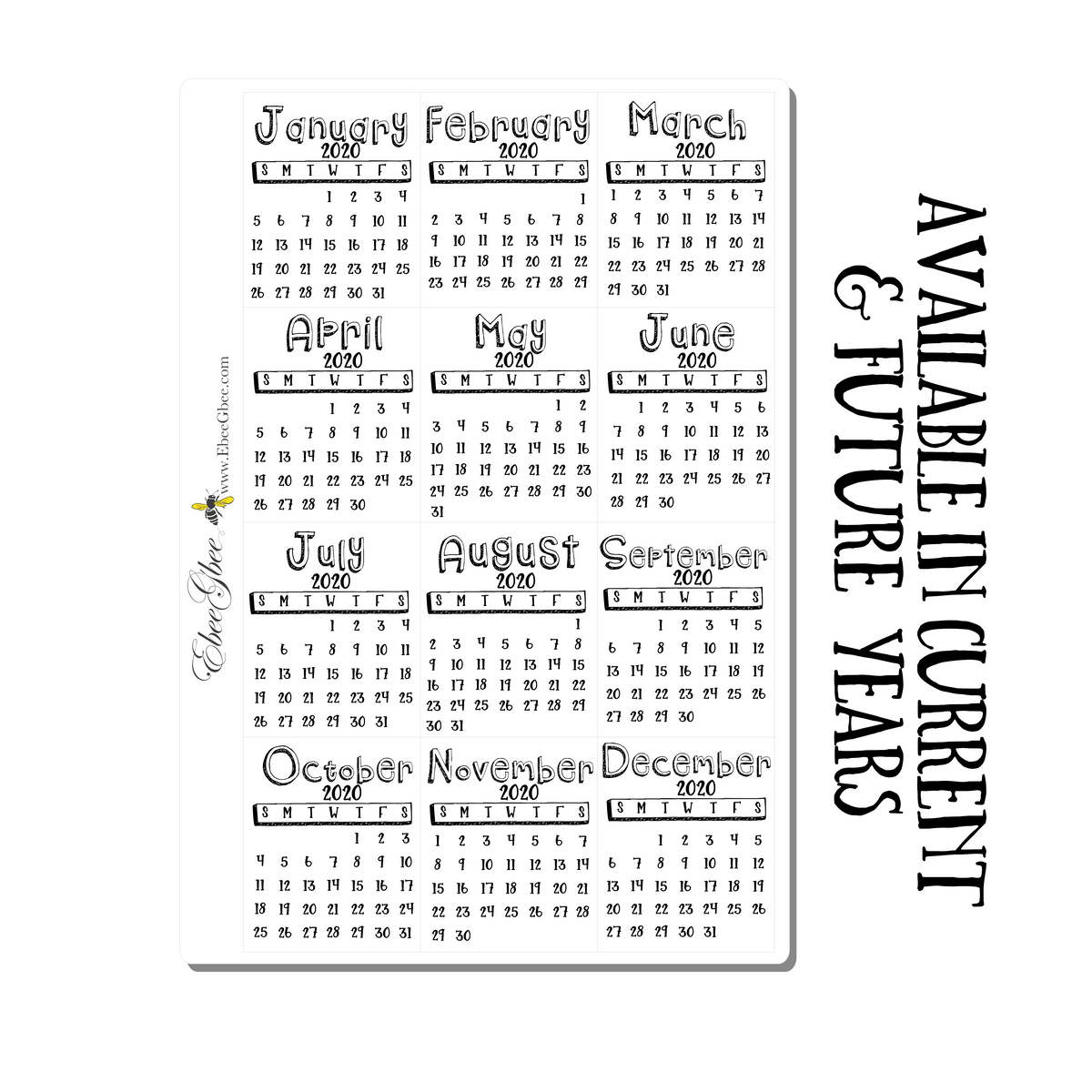 CALENDAR MINI Stencil Set  7 Mini Stencils – EbeeGbee