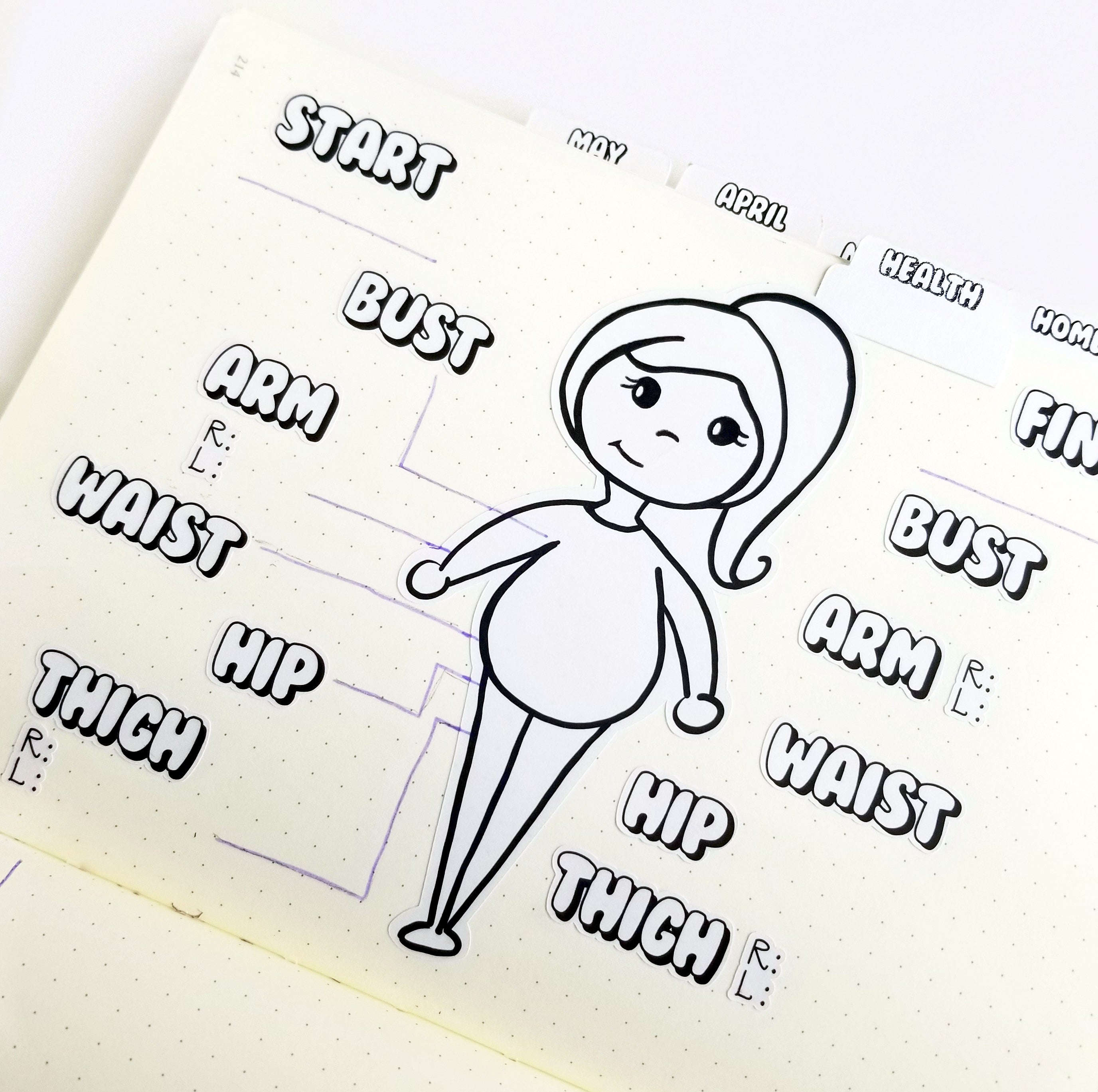 BODY MEASUREMENTS  Planner Stickers |  Hand Drawn