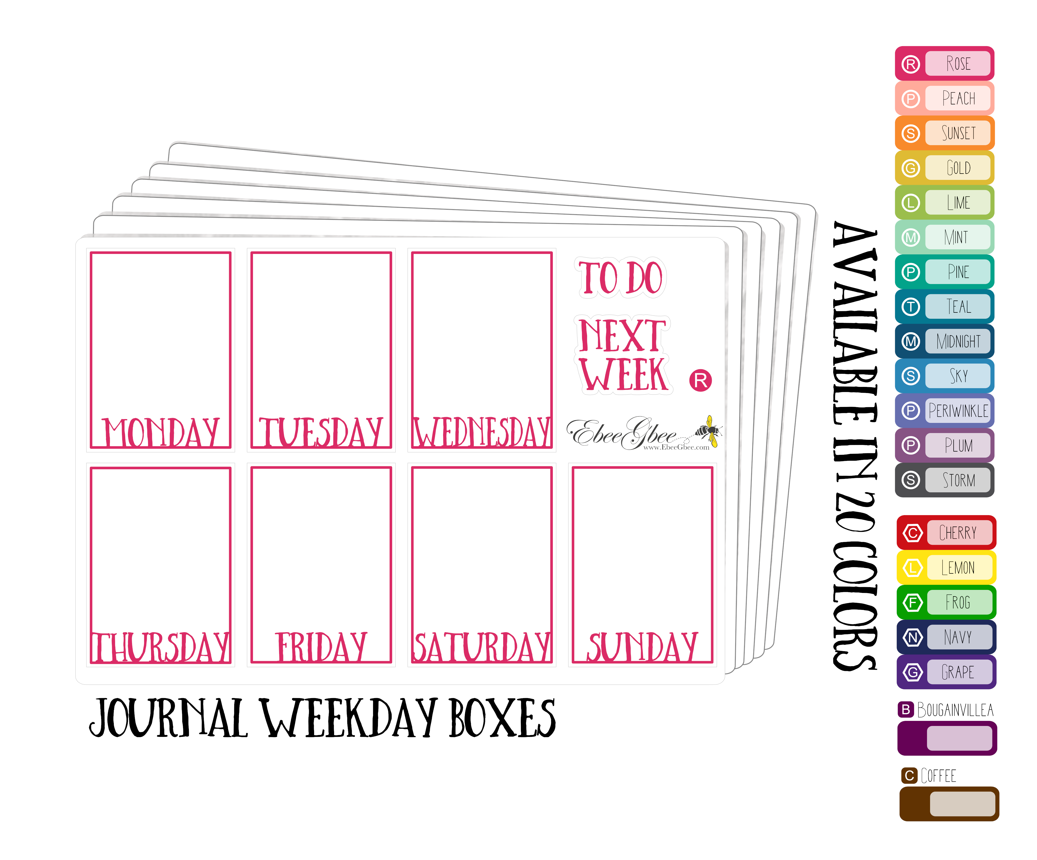 OUTLINE WEEKLY BOXES for Journal Planning