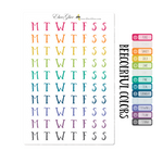 RAINBOW SIMPLE LETTER Days of the Week Stickers