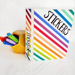 STICKER ALBUM || Rainbow Stripe || 60 Clear Pocket 5x7 Sleeves