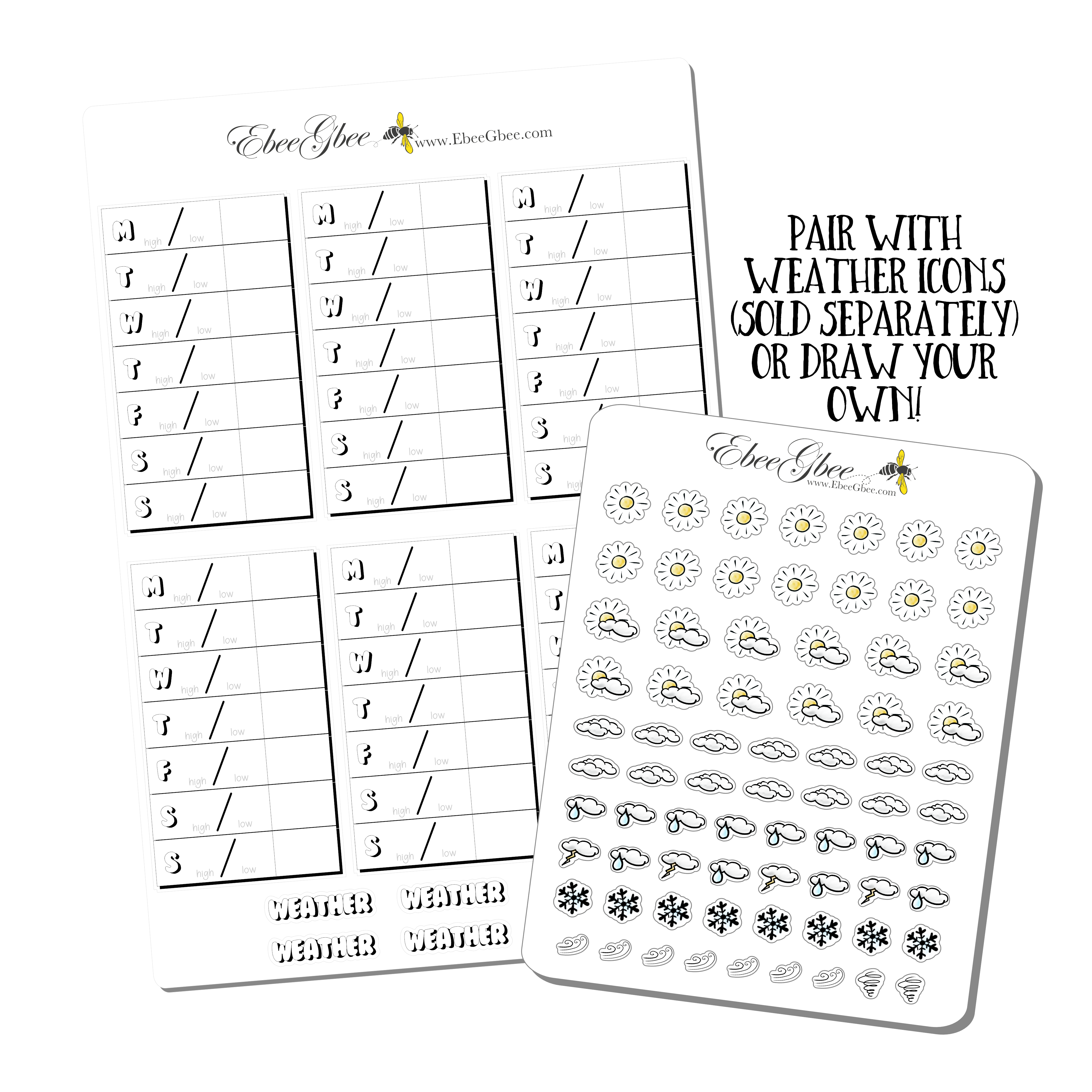 WEEKLY WEATHER TRACKER Planner Stickers