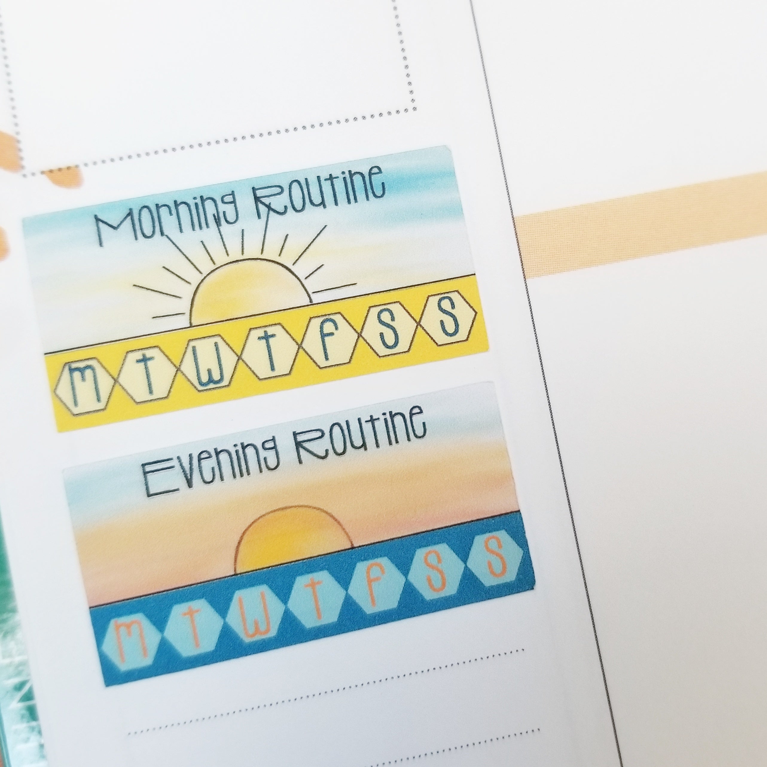 MORNING & EVENING ROUTINE TRACKERS Boxes Planner Stickers | Hand Drawn