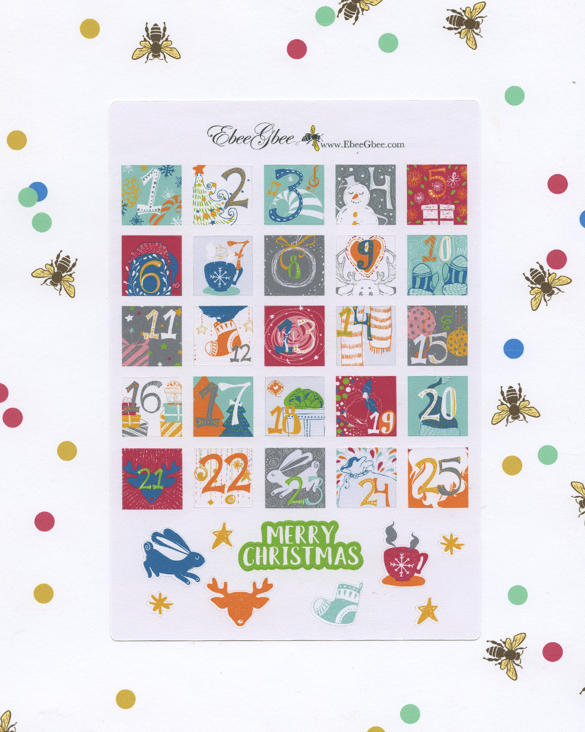 DOODLE CHRISTMAS COUNTDOWN Planner Stickers | BeeColorful