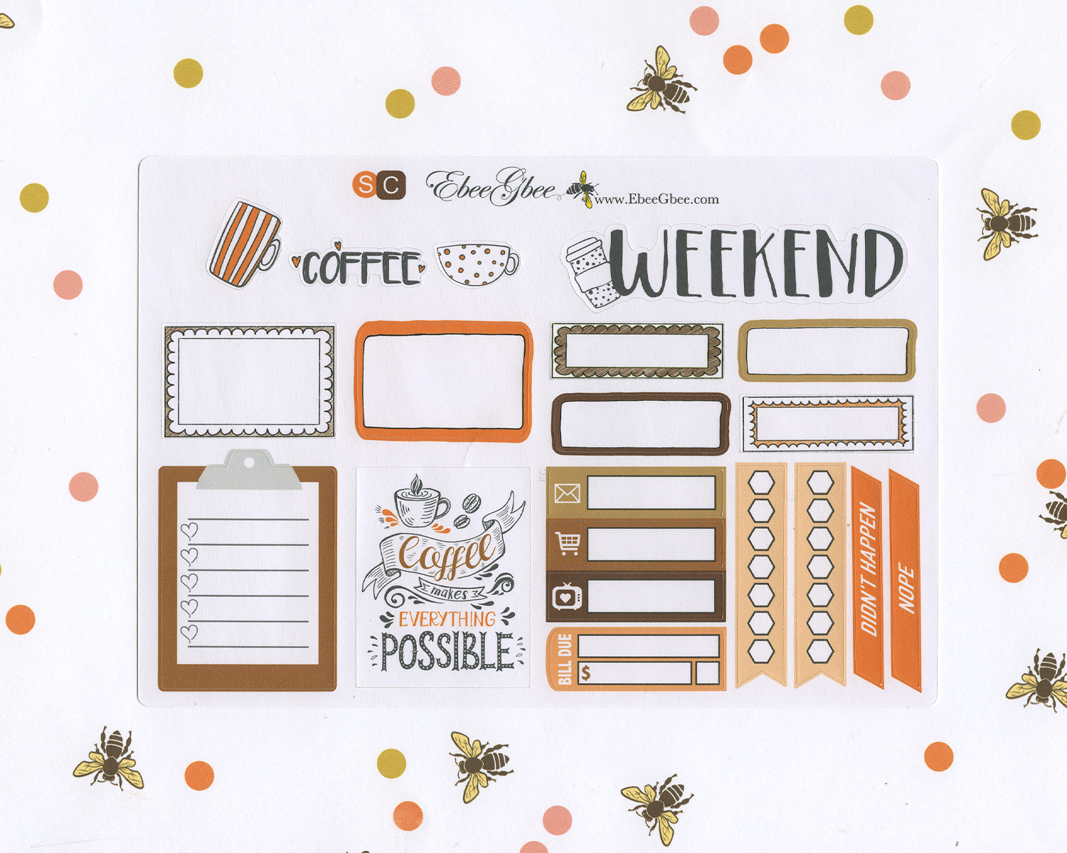 COZY COFFEE SAMPLER Weekly Planner Sticker Set | Sunset Coffee