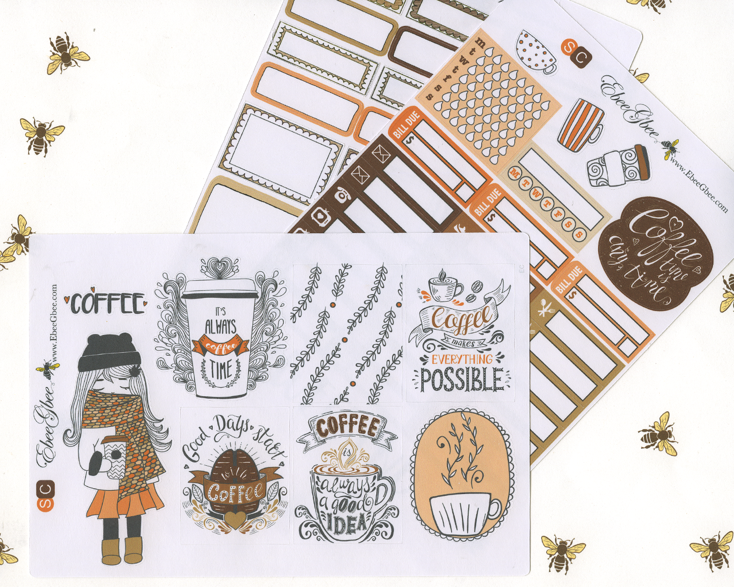 COZY COFFEE WEEKLY Planner Sticker Set | COFFEE SUNSET