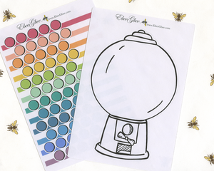 GUMBALL TRACKER Style Planner Stickers |  Hand Drawn BeeColorful BuJo Style