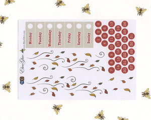 HELLO FALL DELUXE Weekly Planner Sticker Set | NAVY COFFEE