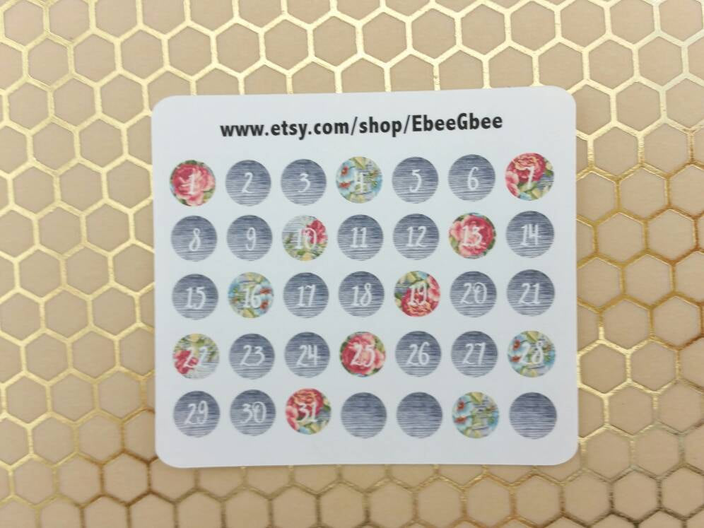 Shabby Chic Monthly Date Dots Stickers  (ML002)