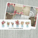 FULL BOX Shabby Chic Planner Stickers with Bonus Flowers in Jars | Rose Gold Storm