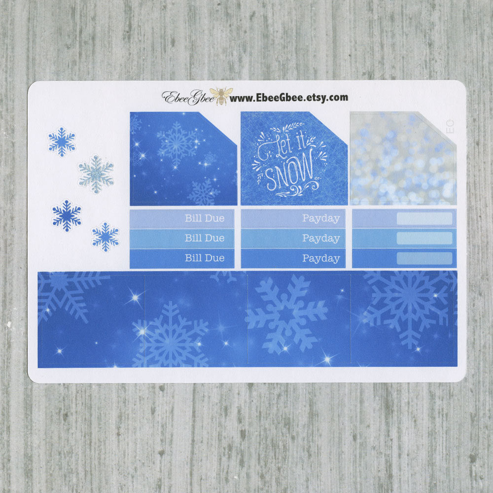 SNOW DAY MONTHLY  Layout Planner Stickers | You Pick Your Month | Periwinkle