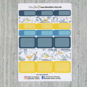 A LA CART Little Bird Weekly Planner Sticker Sheets | Teal Midnight Lemon