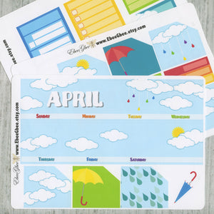 RAINY DAY MONTHLY Layout Planner Stickers | You Pick Your Month