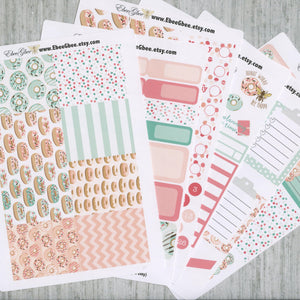 DONUTS DELUXE Weekly Planner Sticker Set | Mint Peach Rose Pine