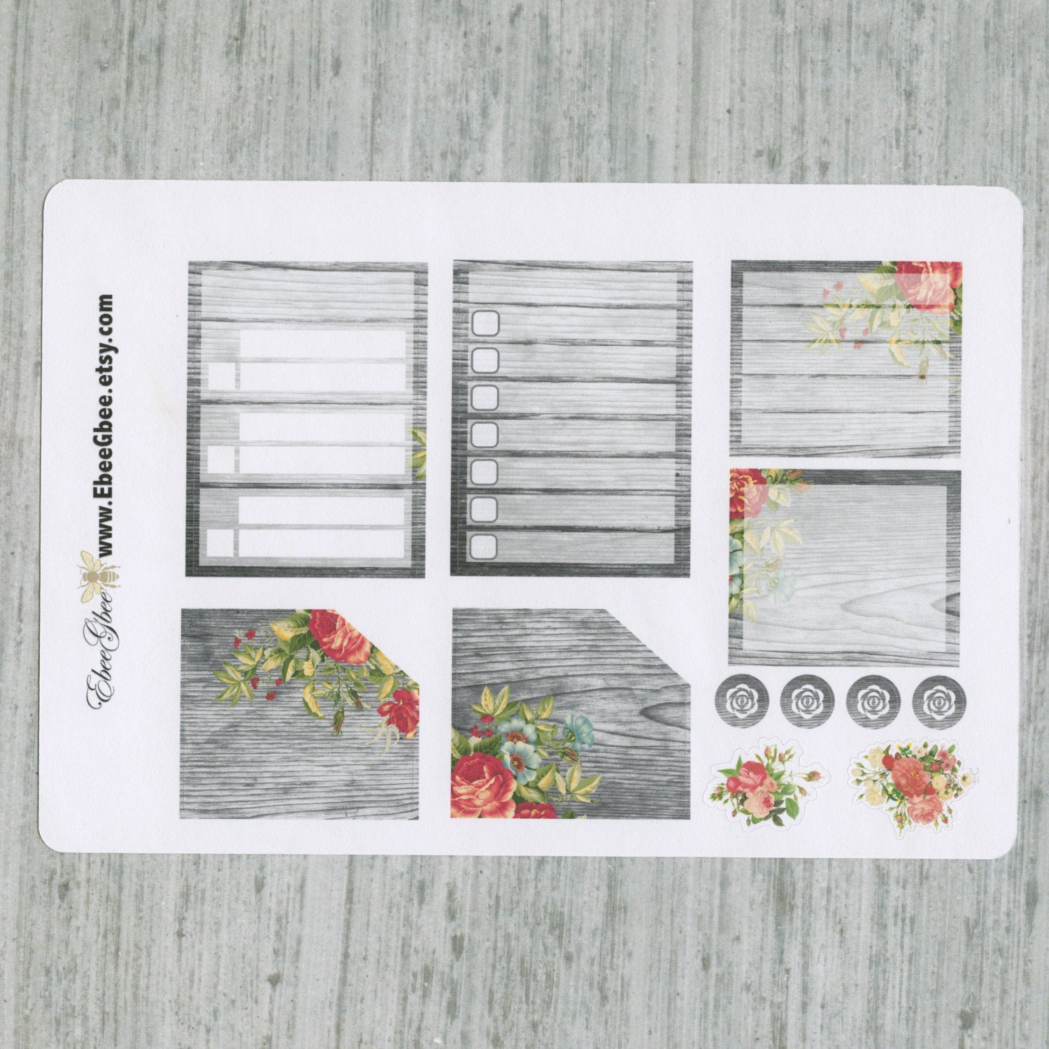 SHABBY CHIC MONTHLY Layout Planner Stickers | You Pick Your Month  | Rose Gold Storm