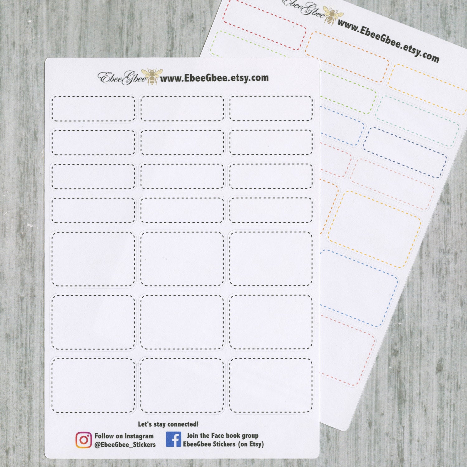 DASHED STANDARD BOX Planner Stickers | Perfect for Stamping