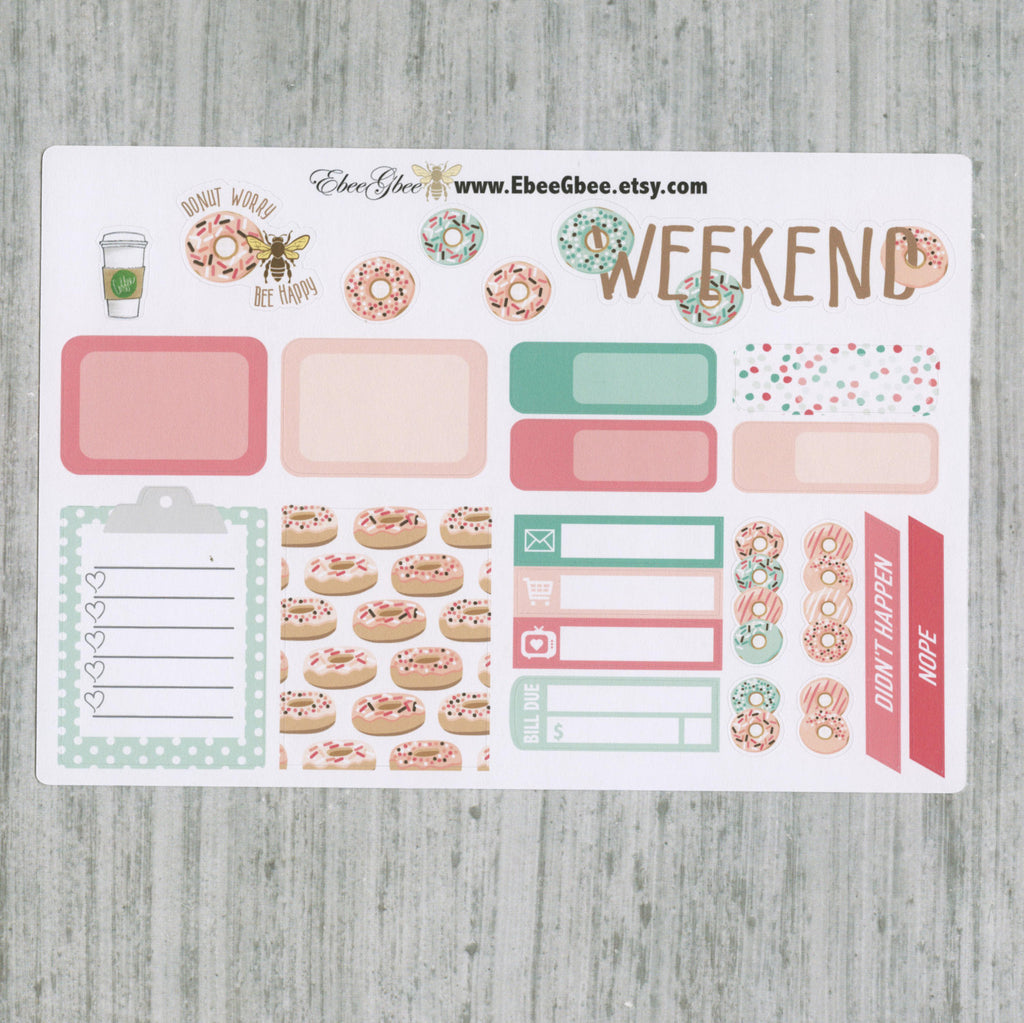 DONUT SAMPLER Weekly Planner Sticker Set | Peach Rose Mint PIne