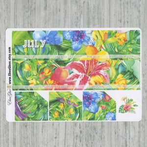 TROPICAL FLORAL Monthly Layout Stickers | You Pick Your Month