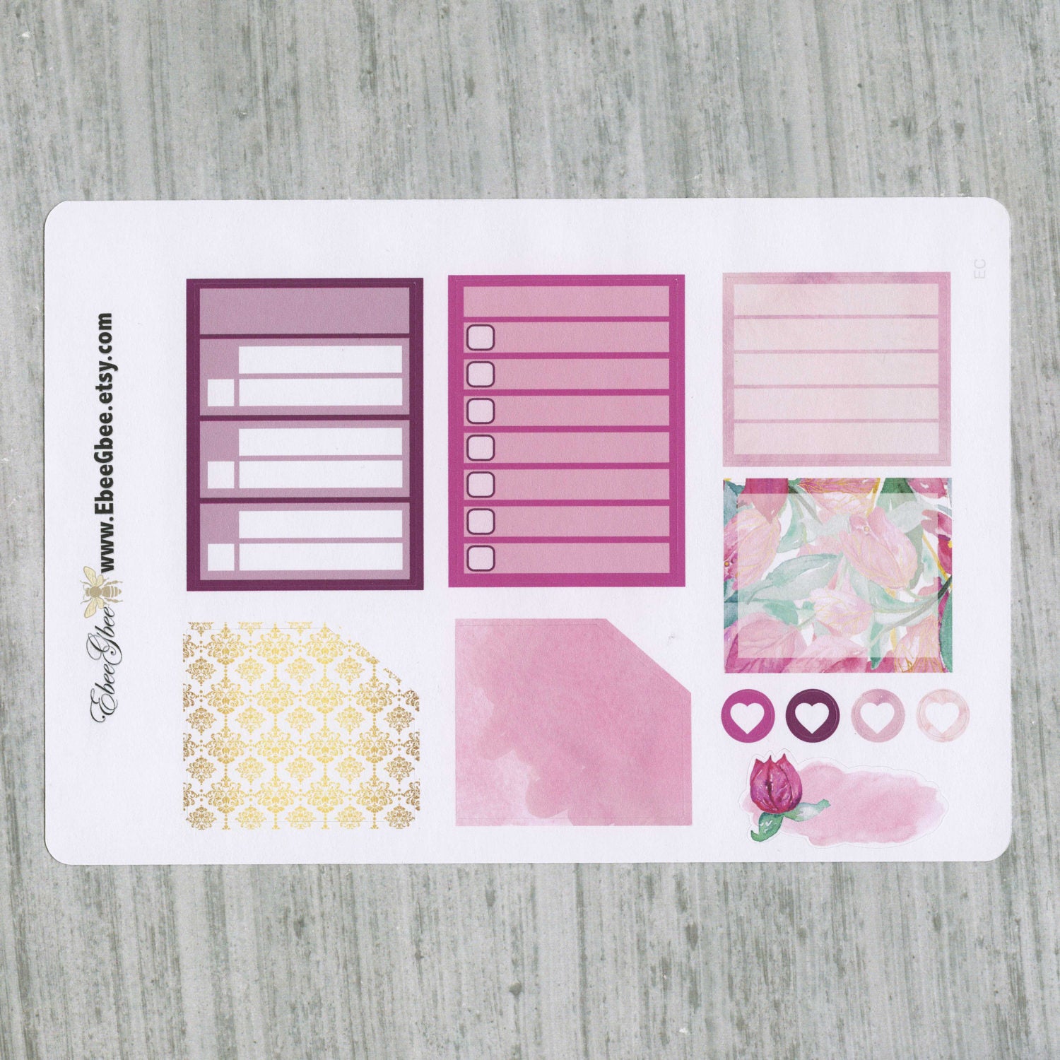 BOUGAINVILLEA MONTHLY  Layout Planner Stickers  | You Pick Your Month | Bougainvillea Pine