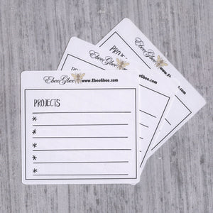 PROJECTS set of 3 Hand Drawn Large Box Note Page Planner Stickers