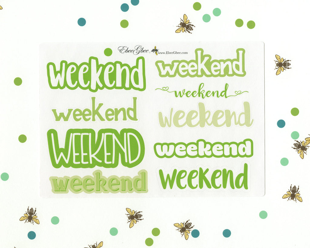 LIME WEEKEND BANNERS Planner Stickers | BeeColorful