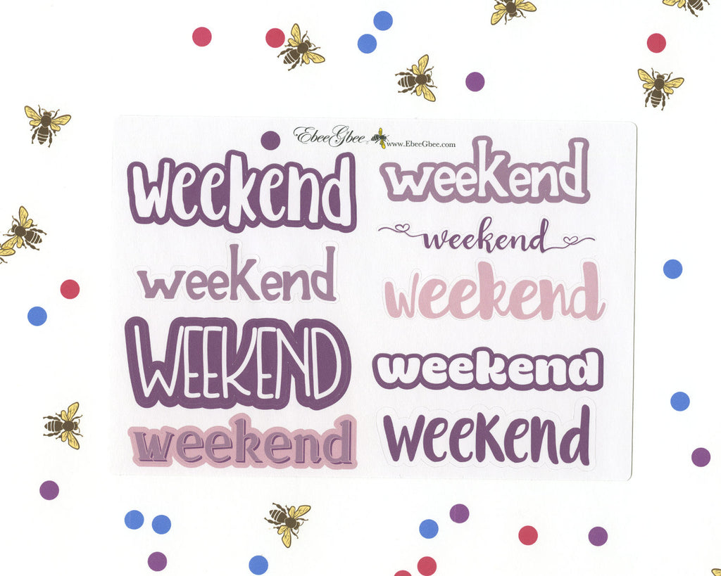 PLUM WEEKEND BANNERS Planner Stickers | BeeColorful