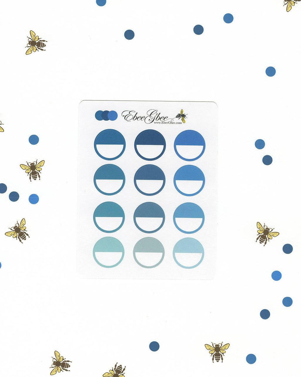 BLUES CIRCLE Planner Stickers |  BeeColorful Teal Midnight Sky