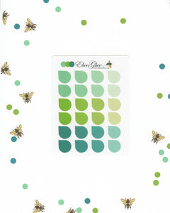 GREENS TEARDROP Planner Stickers |  BeeColorful Mint Lime Pine