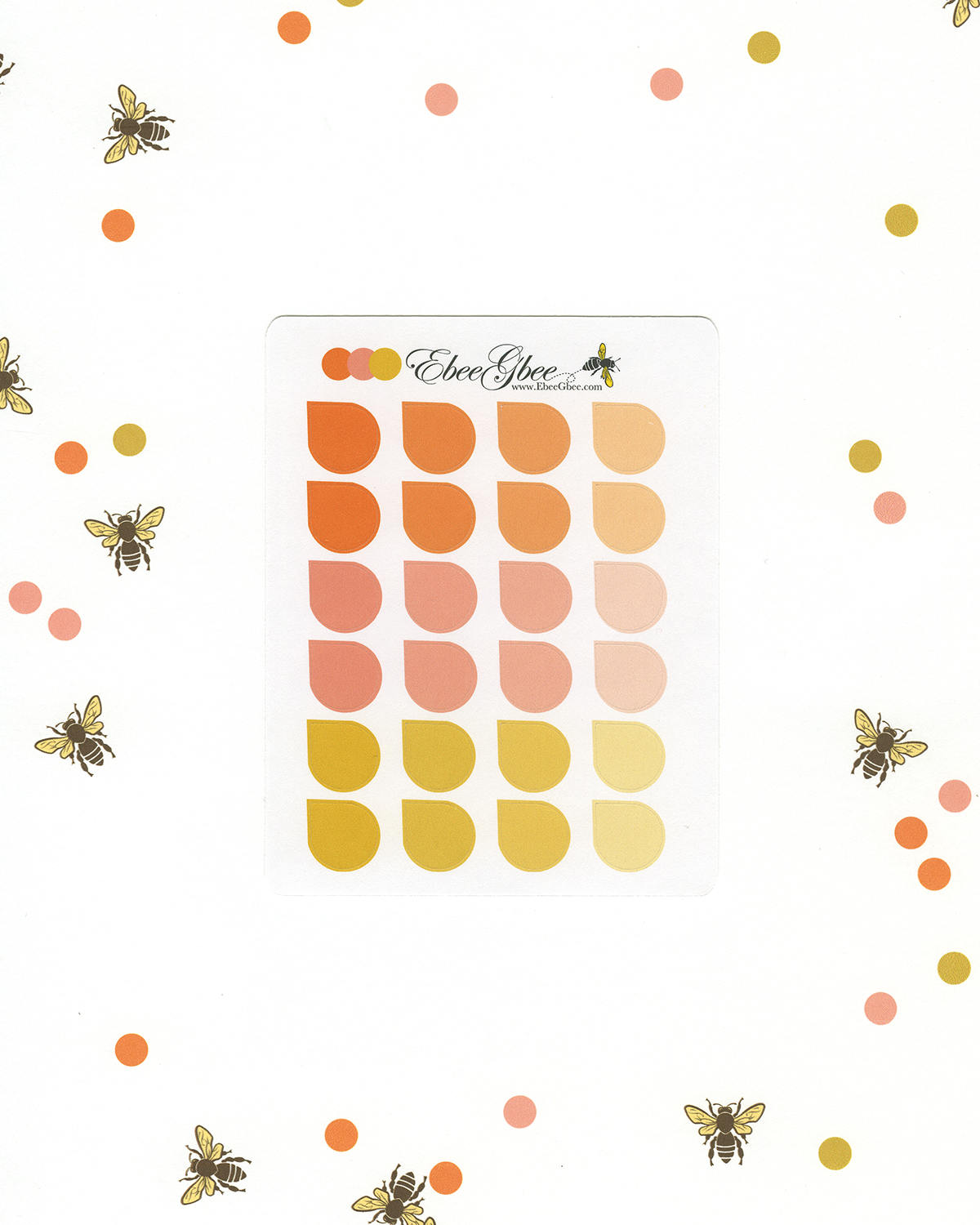 ORANGES TEARDROP Planner Stickers |  BeeColorful Sunset Peach Gold