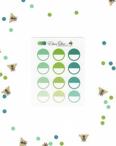 Greens CIRCLE Planner Stickers |  BeeColorful Mint Lime Pine