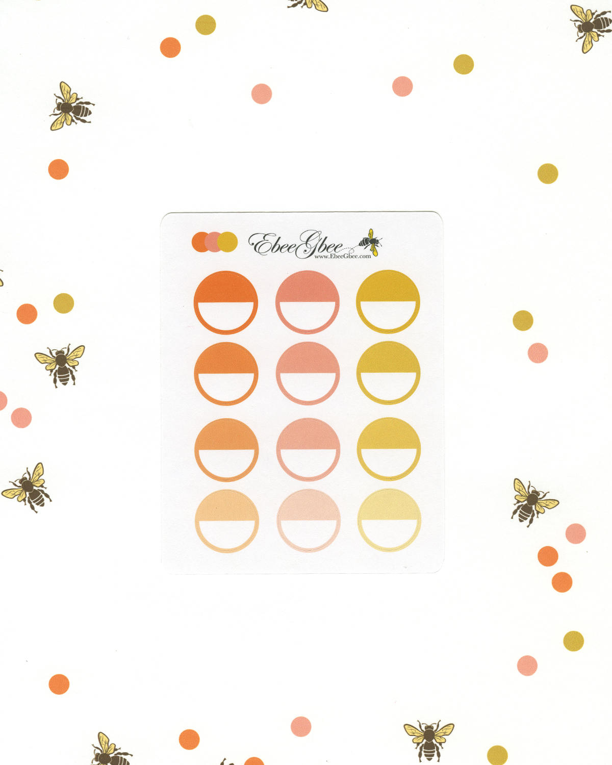ORANGES CIRCLE Planner Stickers |  BeeColorful Sunset Peach Gold