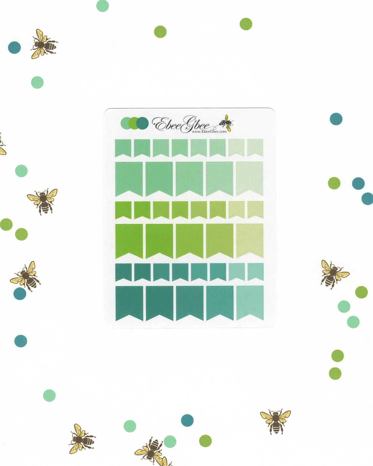 GREENS FLAGS Planner Stickers | BeeColorful Mint Lime Pine