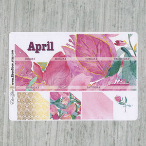 BOUGAINVILLEA MONTHLY  Layout Planner Stickers  | You Pick Your Month | Bougainvillea Pine