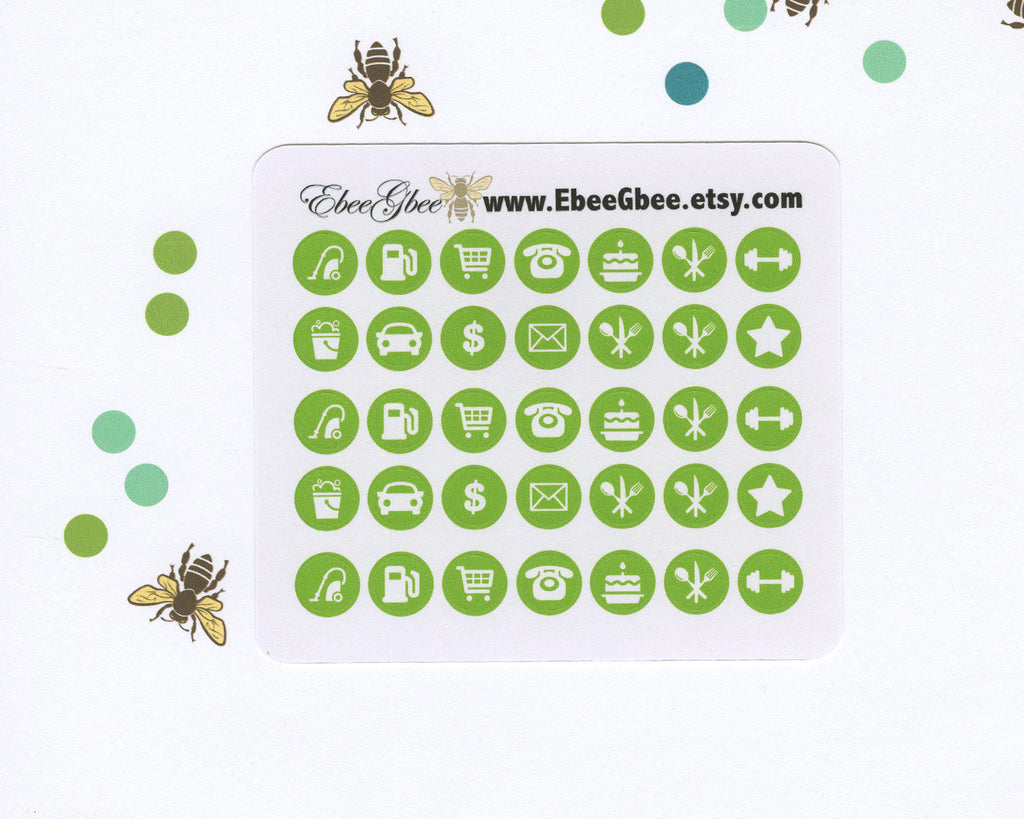 LIME ICON DOTS Planner Stickers | BeeColorful
