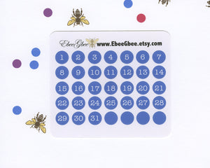 PERIWINKLE DATE DOT Monthly Planner Stickers | BeeColorful