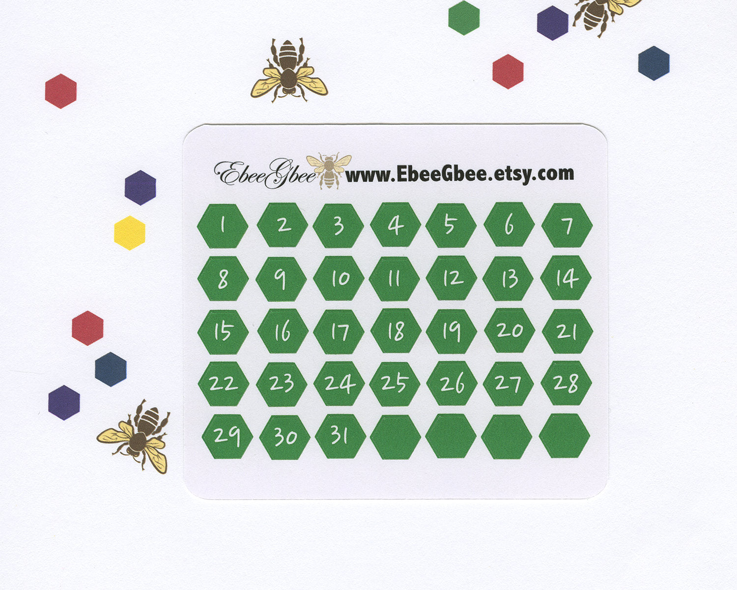 FROG DATE DOT  Hexagon Monthly Planner Stickers | BeeBright