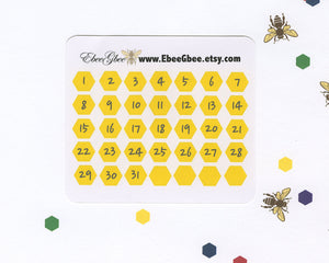 LEMON DATE DOT  Hexagon Monthly Planner Stickers | BeeBright