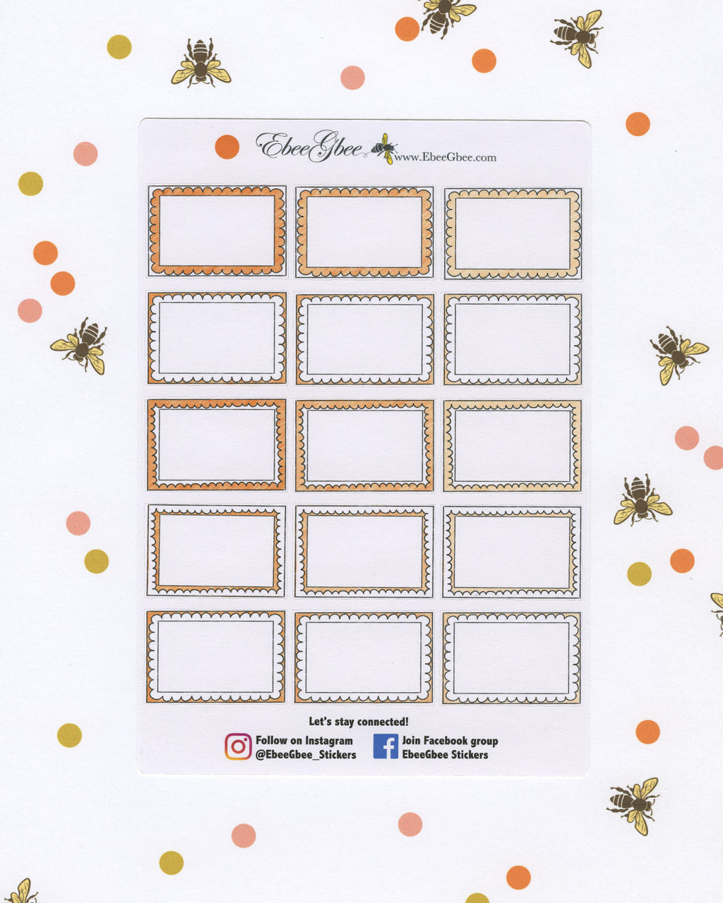 SUNSET DOODLE BOXES Planner Stickers | BeeColorful
