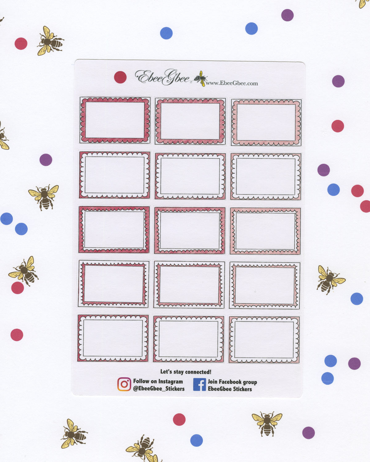 ROSE DOODLE BOXES Planner Stickers | BeeColorful
