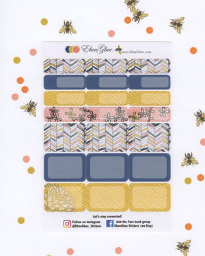 DOODLE FLOWER WEEKLY Planner Sticker Set | Gold Peach Navy