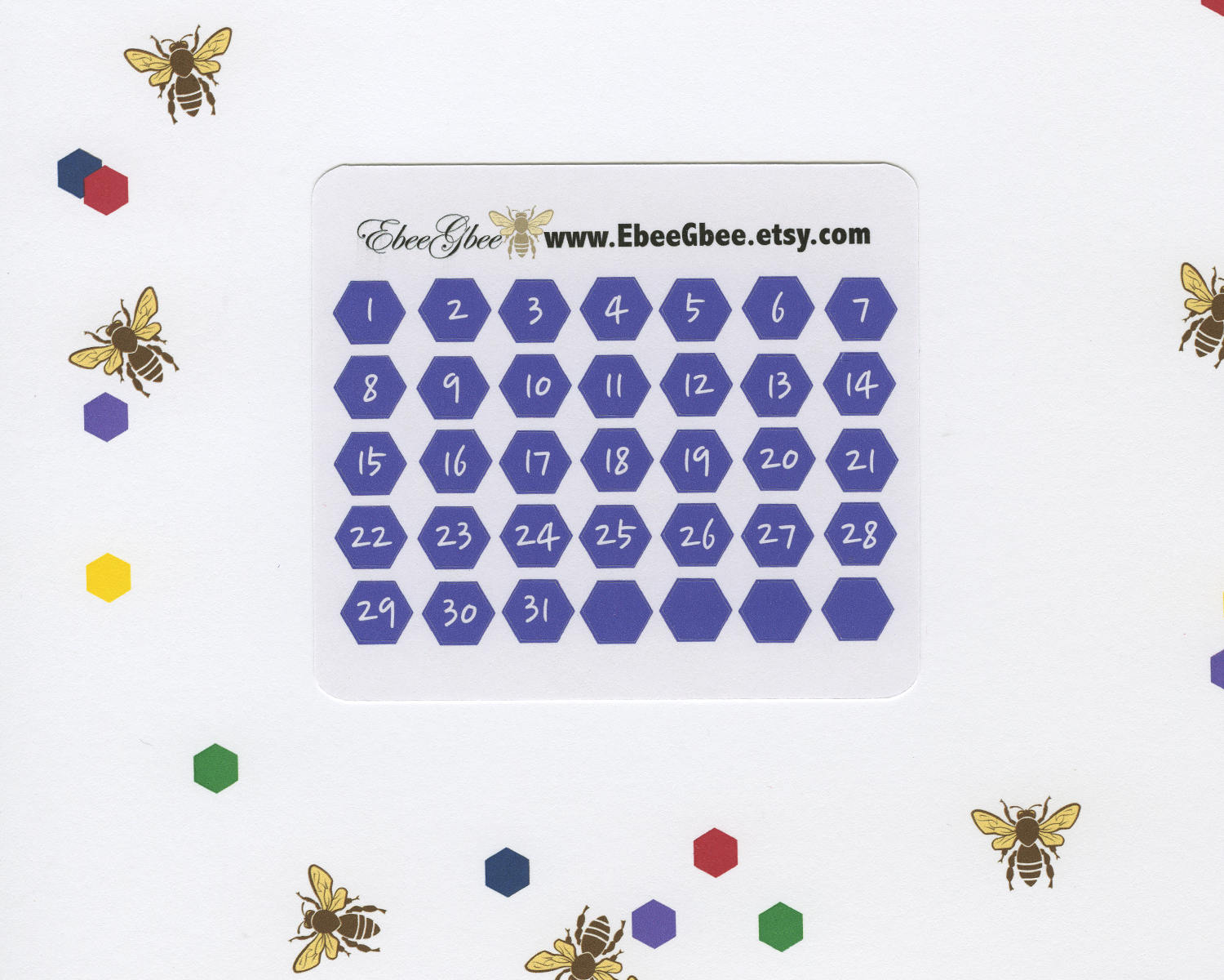 GRAPE DATE DOT  Hexagon Monthly Planner Stickers | BeeBright