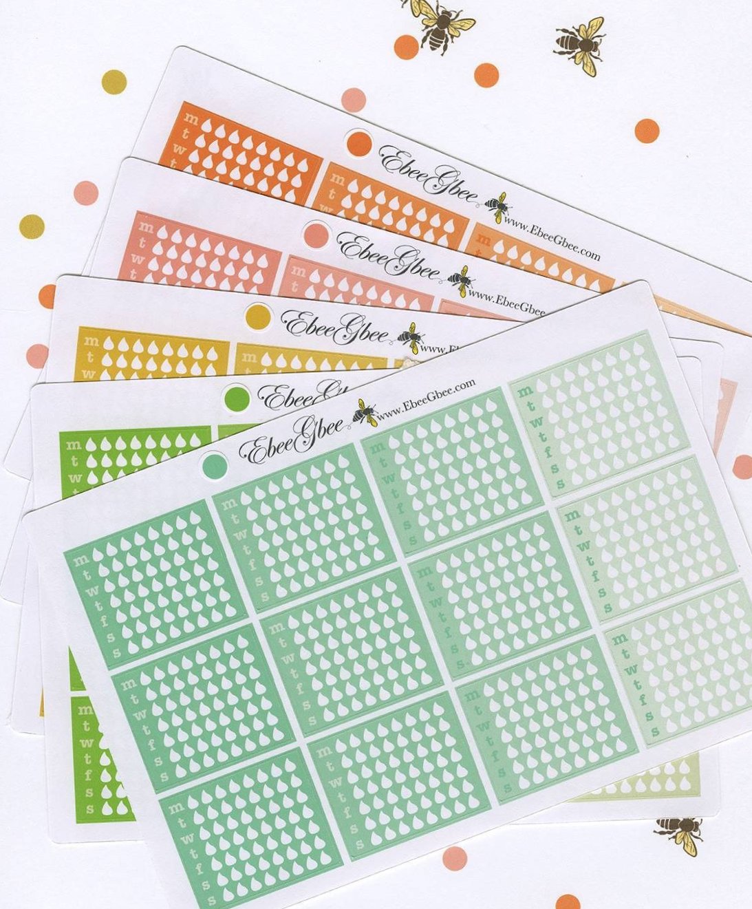 WATER TRACKER BOXES Planner Stickers | BeeColorful 13 Color Choices